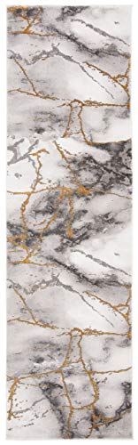 SAFAVIEH Craft Collection Runner Rug - 2'3" x 8', Grey & Gold, Modern Abstract Design, Non-Shedding & Easy Care, Ideal for High Traffic Areas in Living Room, Bedroom (CFT877F) - color: Grey/Gold, size: 2'3" x 8' (Runner)