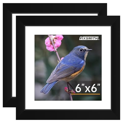 6x6 Picture Frame Set of 2, Photo Frame with HD Plexiglass, Display Pictures 4x4 with Mat or 6x6 Without Mat Multi Picture Frames Collage for Tabletop or Wall Display, Black - color: Black, size: 6"×6"