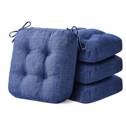 IASEAHK Chair Cushions, Dining Chair Cushions, Tufted Indoor Chair Pads, Set of 4, Navy Blue, 16.5'' x 16.5'' x 3.5'' - color: Navy Blue, size: Pack of 4