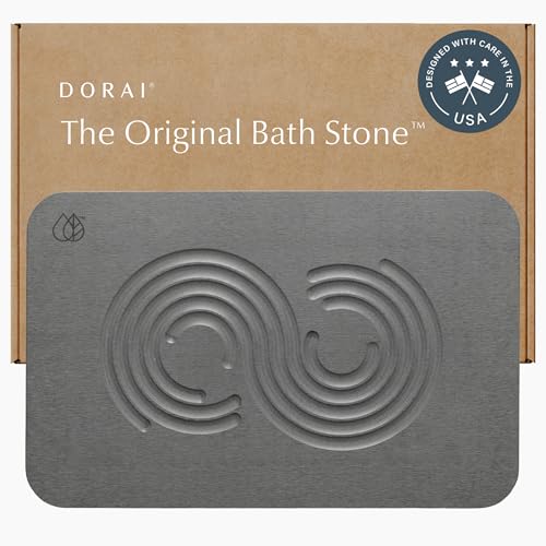 Dorai Home Stone Bath Mat - Premium Diatomaceous Earth Bath Floor Mats with Non-Slip Base, Fast-Drying Modern Shower Mat for Bathroom | Zen Slate - 23.6"x15.4" - color: Zen Slate, size: 1 Pack