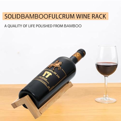 Single Wine Bottle Holder, Personalized Bamboo Wine Bottle Holder Stand Display Table Top Wine Rack Countertop Wine Holders Organizer for Dining Table, Cabinet Etc