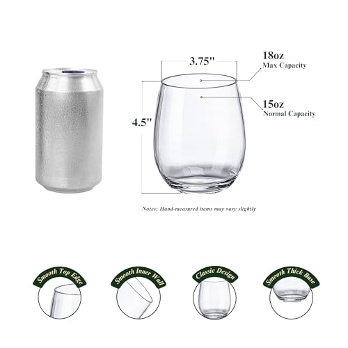 18oz Clear Stemless Wines Cups (Set of 6), Shatter-Proof Acrylic Glasses Drinkware, Reusable Plastic Bar Glasses, BPA-Free, Dishwasher-Safe - color: Clear