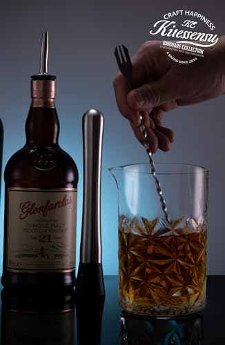 KITESSENSU Cocktail Mmixing Glass 24oz 710ml, Crystal Bartender Accessories | Glass Beaker to Mix & Stir Cocktails, Thick and Sturdy Bottom, Premium Seamless Design, Lead-Free Crystal, Diamond-Cut design - size: 24 Ounces