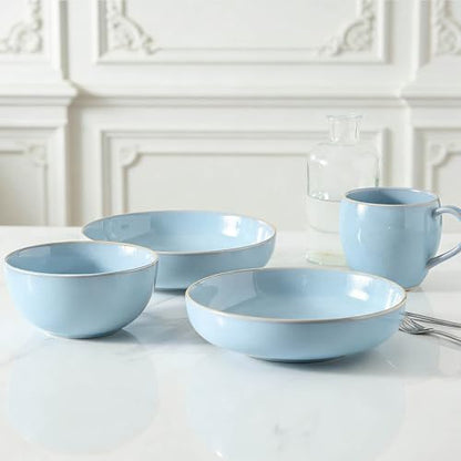 Cereal Bowls, 24 oz Ceramic Bowls Set of 4, Stoneware Bowl Set for Salad, Kitchen, Soup, Dessert, Ramen, Dishwasher and Microwave Safe, Skyblue - color: SkyBlue, size: Set of 4