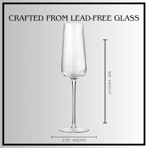 ARTLAND Soho Optic 8.5 oz Champagne Flute, Set of 4 - Modern Stemmed Glasses - Ideal for Weddings, Parties, Mimosas, Prosecco, Sparkling Wine, Excellent Gift Idea, Dishwasher Safe (Clear) - color: Clear, style: Champagne Flute (4-Piece)