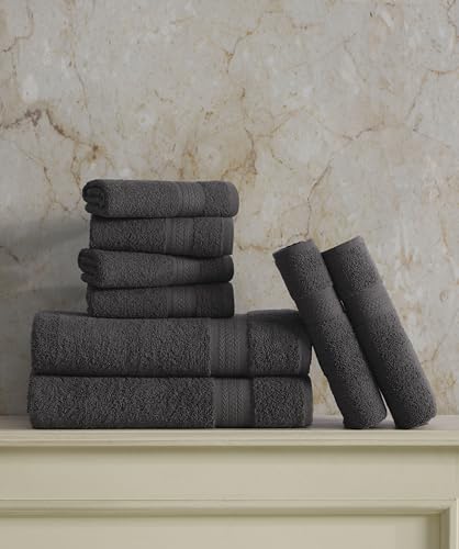 Hawmam Linen Personalized Towels - Customized Turkish Cotton Towel Set, Monogrammed Towels with Initials, Name & Embroidery, Idea for Weddings, Bridal Showers, Anniversaries, for Couples - Grey - color: Cool Grey