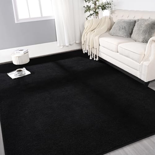 Gifeas Large Modern Area Rugs for Living Room Bedroom, 4x6 Feet Black | Thickened Memory Foam Indoor Solid Minimalist Carpet, Non-Slip Furry Comfy Rug for Kid Boy Girl Nursery Dorm Room Home Decor - color: Black, size: 4' X 6' (Rectangular)