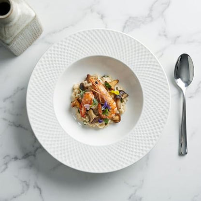 Ceramics Rimmed Soup Bowls 10.1 oz, White 9.1 inch Exquisite small soup plate Set of 4, Pasta plates With Rim is the best choice for hotels, kitchens, fine restaurants and gourmets - color: White, size: 9.1 *2Inch