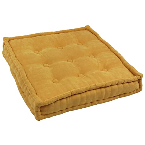 Blazing Needles Button-Tufted Microsuede Square Floor Pillow, 25", Lemon - color: Lemon