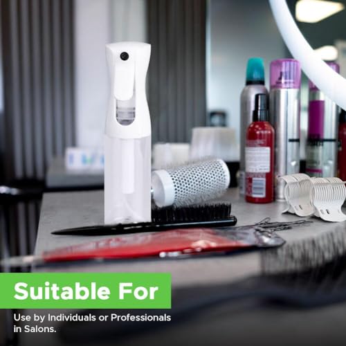 VIGOR PATH Continuous Mist Spray Bottle – Fine Mist Sprayer for Hair, Plants, Cleaning & Beauty – Refillable & Reusable Water Spray Bottle (Clear, 10oz) - color: Clear - 10oz