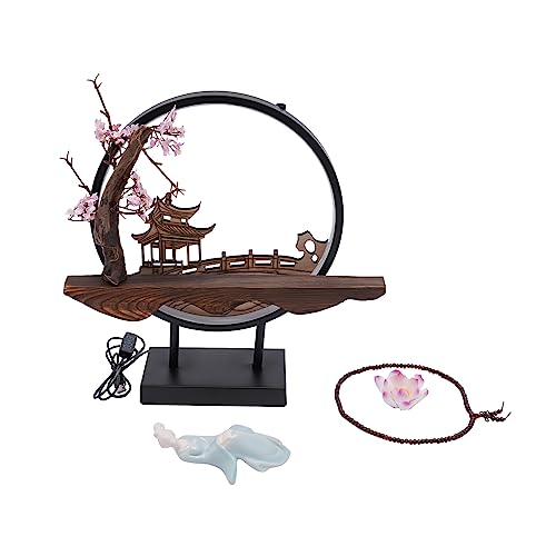 Backflow Incense Holder with LED Light, Countertop Incense Burner Holder Chinese Retro Ceramic Backflow Incense Burner for Relaxing or Home Decor (Style 1) - size: Style 1