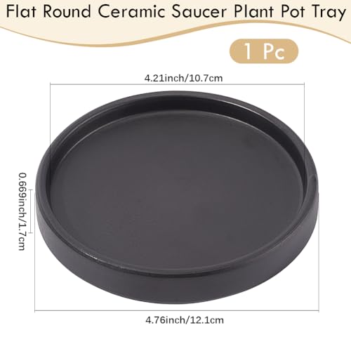 Beebeecraft Round Ceramic Jewelry Tray Black 4.8 Inch | Flat Jewelry Dish, Bathroom Organizer, For Rings Earrings Necklaces Bracelet Watch Keys, For Soap Perfume Small Plant - color: Black