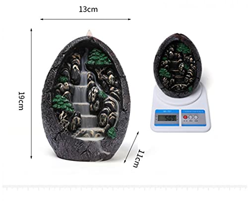 Backflow Incense Holder Resin Mountain Incense Burner Fountain Waterfall Incense Holders Home Decor with 120 Pcs Backflow Incense Cones 30 Pcs Incense Sticks (Waterfall) | Includes 120 Backflow Incense Cones, 30 Incense Sticks, Unique Waterfall Design