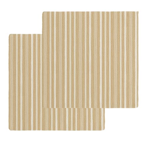 Brown Beige Striped Dish Towels Set, Waffle Weave Kitchen Towels 2 Pieces, Farmhouse Stripes Modern Vintage Microfiber Hair Face Bath Tea Towel Absorbent Quick Drying Cleaning Dish Cloths, 12"x12" - color: Beige, Sand, White, size: 2PCS,12"x12"