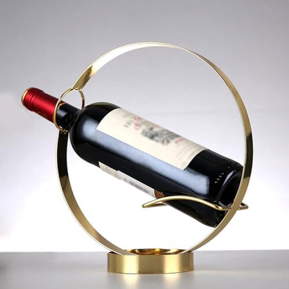 GeLive Gold Wine Bottle Holder Single Bottle Display Stand Freestanding Wine Rack Kitchen Table Decor Wine Shelf Countertop Artistic Home Crafts Decoration Coffee Bar Barware Accessory Wine Lover Gift