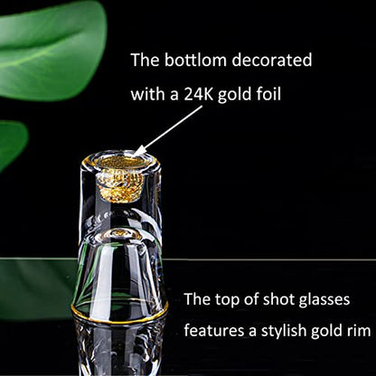 20ml (0.67 oz) Shot Glasses Set of 6, Crystal 20ml Glass Set for Vodka | Shot Cups Decorated with 24K Gold Flakes for Whiskey, Tequila, Mini Shot Glass Perfect for Party, Bar, Club - size: 6 Pack 20ml