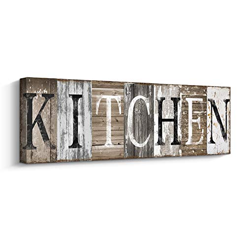 Pinetree Art Rustic Farmhouse Kitchen Decor Wall Sign with Solid Wood Inner Frame (23.6 x 7.9 inch) - color: Kitchen, size: 24"L x 8"W