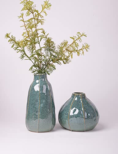 HAUCOZE Ceramic Flower Vase Decorative Sculpture Modern Home Decor 8.3 Inch | Ceramic Handmade Gift Table Centerpiece Ornament for Dried Fresh Flower Plants - size: Large
