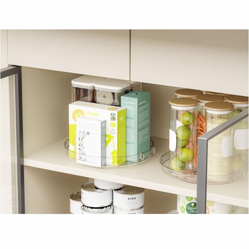 SUOXING 2 Pack Rotating Small Lazy Susan Turntable for Cabinet,9.5 Inch Clear Acrylic Spice Rack,Turntable Organizer for Refrigerator,Kitchen,Pantry and Vanity Makeup,Bathroom Countertop Organizer - size: Pack of 2