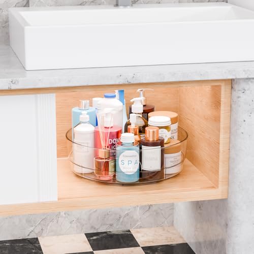 12" W Clear Acrylic Lazy Susan Turntable for Refrigerator,Cabinet - with Handle - 2 Pack Large Fridge Sauce Condiment Turn Table Organizer,Spinning Round Spice Rack Carousel for Pantry,Kitchen - size: 2 Pack-12 Inch