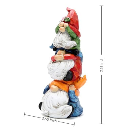 Hodao Spring Gnome Decor Statue, Resin Three Wise Gnomes Figurine with See No Evil Hear No Evil Speak No Evil Design, Cute Tiered Tray Shelf Table Accent, Year Round Gift - style: Three Wise Gnom