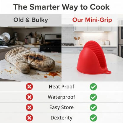 Silicone Cooking Pinch Grips Oven Mitts - Mini Finger Protector Pot Holder for Kitchen,Cooking,Baking,BBQ - Heat Resistant Gloves, 2 Pairs (Black and Red) - color: Black and Red