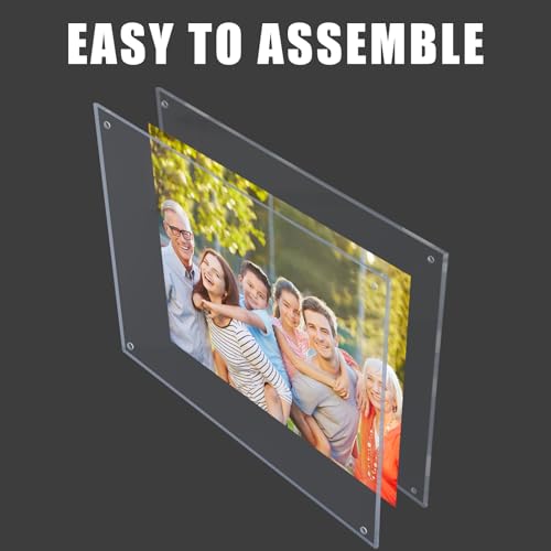 Kalami 18x24 Acrylic Wall Mount Picture Frame Self Adhesive | No Drill Holes Floating Frameless Clear Photo Frame for Poster Art Display with Sliver Screws - size: 18 x 24 in