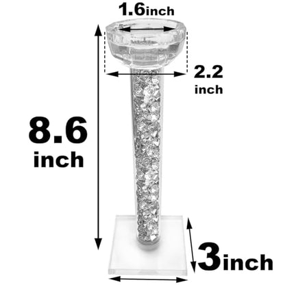 Wocred Candle Holders Set of 2.Stunning Shabbat Candle Holders.8.6" Tall Crystal Candlestick Holders for Dinning Room,Mantelpiece. - size: 8.6 Inch Crystal Silver