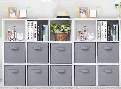 Storage Cubes, 11 Inch Cube Storage Bins, Set of 10, Fabric Foldable Storage Bins With Handles, Closet Storage Organizer Bins, Cubby Clothing Storage Baskets for Shelves, Gray - color: Gray, size: 10 Pack