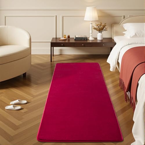 HOMORE 2x6 Runner Rug for Bedroom,Burgundy Runner Rugs for Hallway Kitchen | Low Pile,Non Slip,Washable, Thickened Memory Foam Throw Rug Runner for Entryway Living Room Dorm - color: Burgundy, size: 2 x 6 Feet (Rectangular)