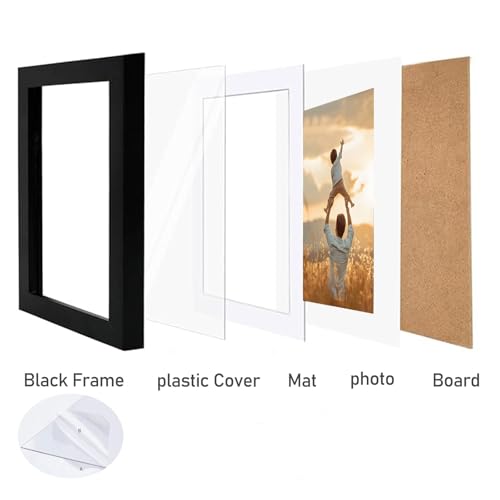 16x20 Picture Frame Set of 3, Display Pictures 8x10 with Mat or 16 x 20 Without, Wall Gallery Poster Frames, Black - color: black-13