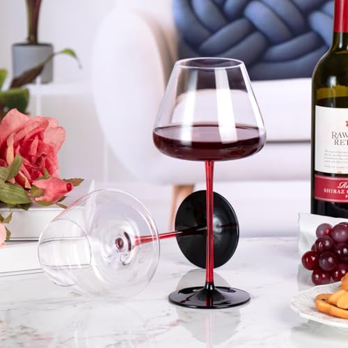KAMMAK Crystal Red Wine Glasses Set of 2, 24.35 oz Stemmed Glasses, XH007 | Hand Blown, Bordeaux Wine Glasses, Thin Rim & Long Stem, Red & White, Daily Use, Wedding or Birthday Gift for Women - size: 8KPXH007