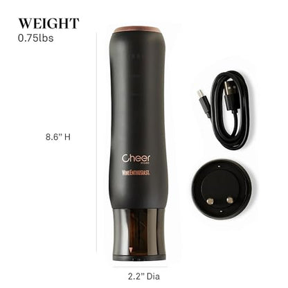 Wine Enthusiast x Cheer Moda Automatic Wine Opener – Electric Corkscrew with Hidden Touch Button, USB Charger & Foil Cutter – Rechargeable Sleek Wine Bottle Opener Gift Set – Modern French Design - color: Wine