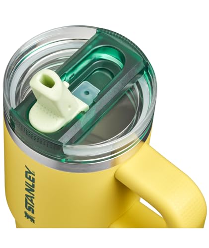 STANLEY Quencher ProTour Flipstraw Tumbler, 14 oz, Daffodil Emerald | Built-In Straw & Handle | Cupholder Compatible for Travel | Leakproof Insulated Stainless Steel Cup | BPA-Free - color: Daffodil Emerald, size: 14 Ounces