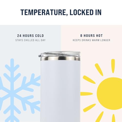 Hogg 20 oz Skinny - White, Powder Coated Tumblers for Laser Engraving, Engravable Tumblers Bulk, Stainless Steel Cups Bulk, Insulated Cups with Lids - color: White