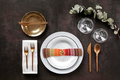 ACCENTHOME 100% Cotton Salsa Stripe Napkin Set of 6 18x18 inch Red/Rust Multicolour Dinner Napkins - Washable Soft Premium Hotel Quality Reusable Perfect Table Linen for Family Dinners Weddings | 100% Cotton Napkins, Adds A Finishing Touch, Economy Pack,
