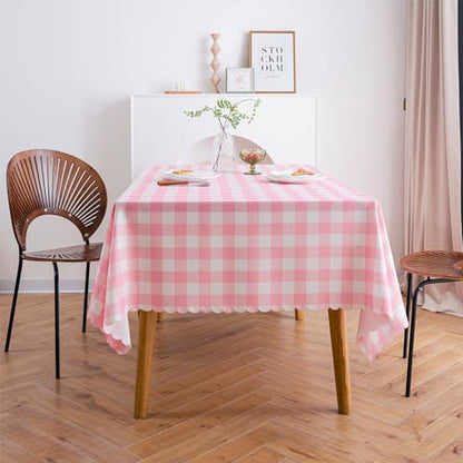 MANGATA CASA Pink Gingham Tablecloth for Rectangle Tables- Checkered Table Cloth Waterproof Kitchen & Table Linens-Polyester Buffalo Plaid Wrinkle Free Table Cover(Baby Pink 60x84in) - color: Baby Pink, size: 84" x 60" (Rectangular)