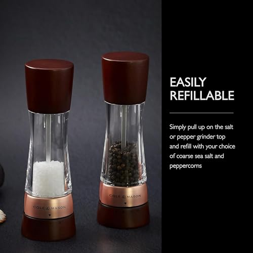 Cole & Mason Derwent Salt & Pepper Mill Gift Set - Salt & Pepper Shaker & Grinder with Adjustable Coarseness - Gourmet Precision Mill Set - Stainless Steel & Acrylic Grinders - Rose Gold - color: Rose Gold