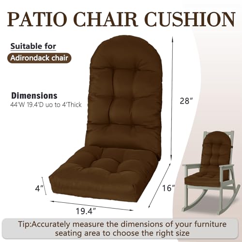 Yddsky Waterproof Patio Chair Cushion Set of 2, High Back Comfy Chair Cushion Pad with Ties for Outdoor/Indoor, 43.4 X 19.6 X 3.9 in. Coffee 2 - color: Coffee