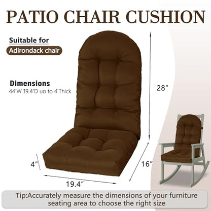 Yddsky Waterproof Patio Chair Cushion Set of 2, High Back Comfy Chair Cushion Pad with Ties for Outdoor/Indoor, 43.4 X 19.6 X 3.9 in. Coffee 2 - color: Coffee