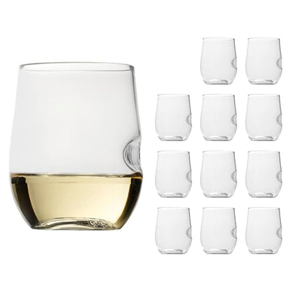 Unbreakable Stemless Wine Glass – Set of 12, 12oz, Dishwasher Safe, BPA-free Tritan, Clear Stemless White Wine Glasses, Shatterproof for Indoor, Outdoor, Everyday Use. Reusable, Made in the USA - size: 12 COUNT