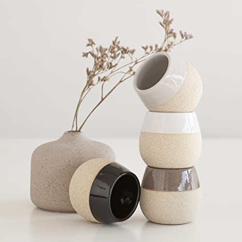 Ceramic Espresso Cups Set of 4, 4.5oz capacity - Small Modern Coffee Cups - Dishwasher Safe Cortado Macchiato Coffee Mugs for Nespresso Machine - Demitasse Cups - Espresso Accessories - Expresso Cup