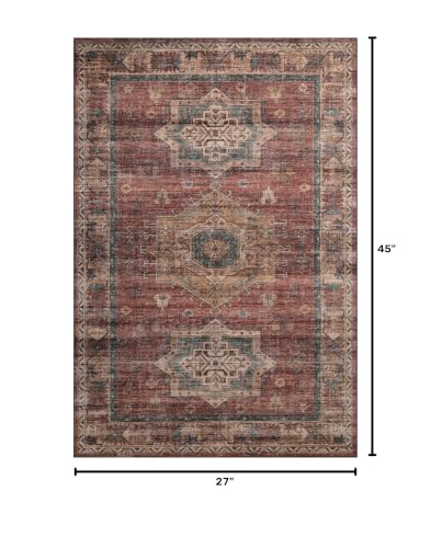 Loloi Anniston Spice/Multi 2'-3" x 3'-9" Accent Rug | ANS-04 Machine Washable Printed Approx. 2x4 Red Entryway Kitchen, Traditional, Distressed, Accent Rug - color: Spice / Multi, size: 2'3" x 3'9" (Rectangular)