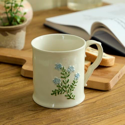 Artistic Lavender pattern Ceramic Coffee Mug - 16oz, Hand-Painted, Microwave heating and dishwasher cleaning available, Ideal for Daily Brews - color: Lavender flower