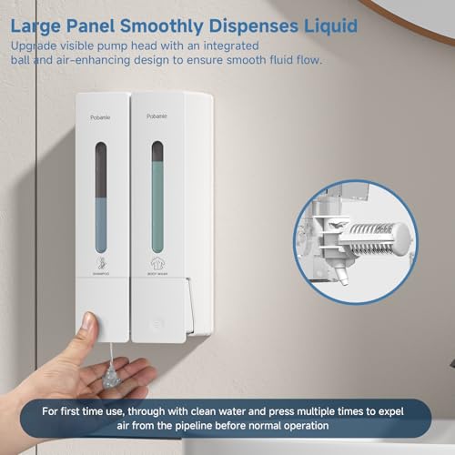 Shampoo Dispenser for Shower - Shower Soap Dispenser Wall Mounted No Drill - Shampoo Body Wash Dispenser 2 Chamber - Easy Install for Bathroom Hotel White 800ml - color: White 2 Chamber