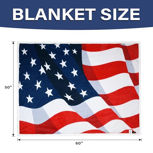 Tirrinia US Flag Patriotic Sherpa Throw American Flag Blanket, Cozy Sherpa Fleece Plush Bed Throw TV Blankets Reversible for Bed or Couch 4th of July Citizenship Election Veteran Gift - color: Fluttering Us Flag