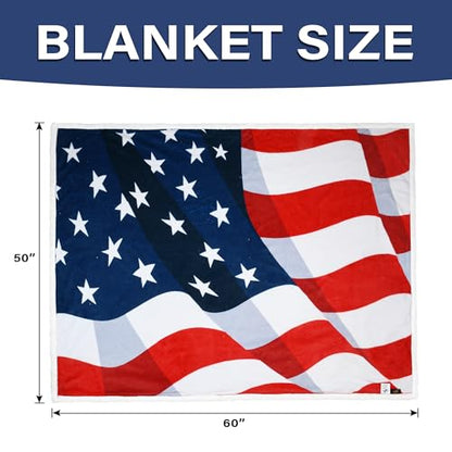 Tirrinia US Flag Patriotic Sherpa Throw American Flag Blanket, Cozy Sherpa Fleece Plush Bed Throw TV Blankets Reversible for Bed or Couch 4th of July Citizenship Election Veteran Gift - color: Fluttering Us Flag