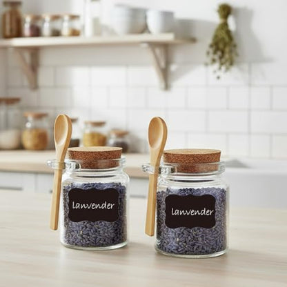 Sugar Scrub Containers, Bath Salt Jar, Spice Jars with Bamboo Spoon, Body Scrub Containers, 8oz Sugar Scrub Jars, Homemade Butter Container W/ Labels and Cleaning Brush, 12 Pack - color: 12 pack