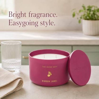 Hidden Label Raspberry Mint Scented Candle, 10 oz 2-Wick | Soy wax jar candle, up to 45 hours, fruity fresh scent for bedroom, bathroom, kitchen and candle gifting - color: Raspberry Mint