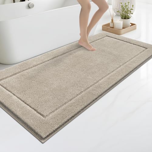 anllugs Bathroom Rugs, Non-Slip Bath Rugs, 30" x 60", Beige | Extra Soft, Super Absorbent, Machine Washable, Quick Dry, Bath Mats for Shower and Bathtub, TPR Backing, Runner Rugs - color: Beige, size: 2'6" x 5' (Rectangular)